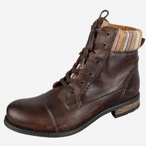 Taos Captain Boots Brown Full Grain Leather Casual Zip Lace Up Size US 9-9.5 - Picture 8 of 9